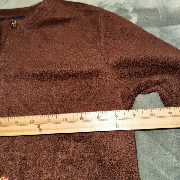 Chicos Cardigan Sweater Womens Small Brown Embroidered Leaf Button Front Teacher - Picture 7 of 9